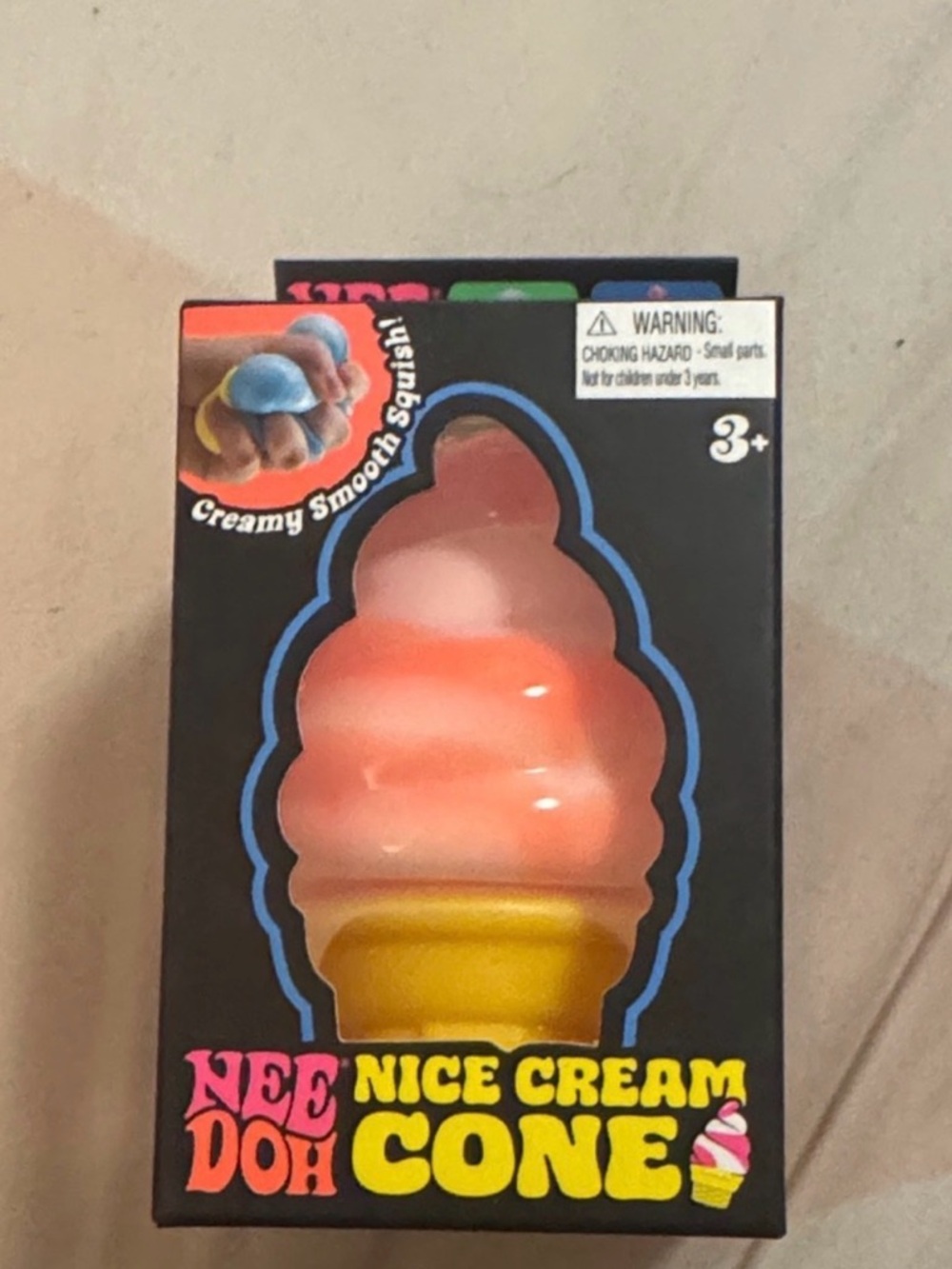 Nee Doh Nice Cream Cone Soft Squishy Toy - Pink & Cream